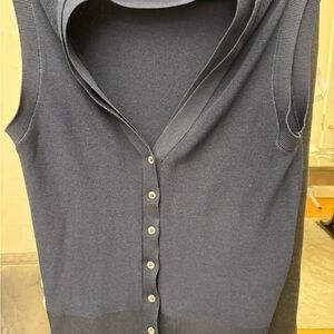 Sleeveless Navy Button-Up Top